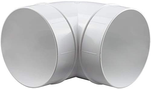 Swettews 100 mm 125 mm 150 mm Rundrohrsystem PVC Lüftungsrohr Flexschaluch Bindeglieder Bogen Kniestück Verbinder Rückstauklappe T-Stück Reduktion Halter Adapter (Ø 100, Bogen 90°)