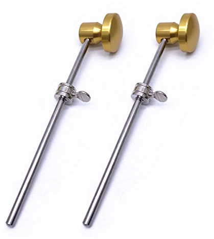 Jiayouy 2 Pieces Bass Drum Pedal Beater Aluminum Alloy Hammer Head Percussion Instrument Accessory Part Golden 2