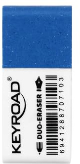 KeyRoad Gomme multi-usages pour crayon et stylo à bille - 1 pièce - Couleur : bleu - blanc - Idéal pour l'école et le bureau - KR971645