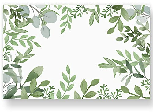 AnyDesign 50 Pack Greenery Paper Place Mats Watercolor Green Leaves Disposable Placemat 11 x 17 Spring Summer Decorative Paper Table Mats for Dinner Table Setting Wedding Party Supplies
