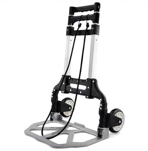 Yaheetech Diable Pliant Chariot de Transport Charge Max 75kg Aluminium avec Bandes Elastique Main Réglable avec Bandes Elastique