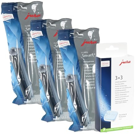 Reinigungs/Pflege-Set für Jura Vollautomaten, 3x JURA CLARIS SMART+ Filterpatrone + 1x 3er JURA Entkalkungstabletten