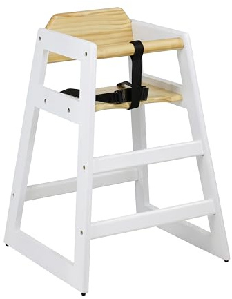 Totò Piccinni SEGGIOLONE IMPILABILE Bimbo Pappa in Legno, con Protezione, Stabile e Sicuro (Bianco/Naturale, Massello)