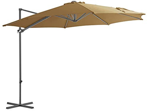 ShCuShan Ampelschirm mit Stahlmast Taupe 300 cm Sonnenschirm Gartenschirm Marktschirm Strandschirm Schirm Kurbelschirm
