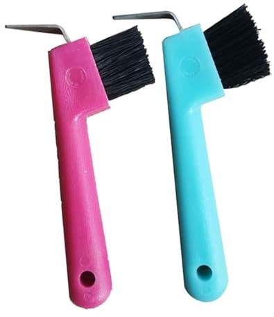 QLEUIFT Hufkratzer Pferdekopf Hufauskratzer mit Bürste 2 in 1 Hufauskratzer Pferdepflege Zubehör Antirutschgriff Pferd Grooming Tools für Saubere Hufe zur Hufpflege und Klauenpflege Zufällige Farbe