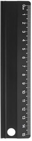 sourcing map Righello da taglio, 15 cm, in lega di alluminio, con retro in spugna antiscivolo, per architetti, artisti, designer, aule e ufficio, colore nero