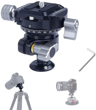 Mechrig 360 Ball Head Tripod Mount with Dual Panoramic Rotation, CNC Aluminum Alloy Camera Tripod Head for DSLR/Mirrorless/Sports Cameras, 10kg Load Capacity & Quick Release Plate - 61038