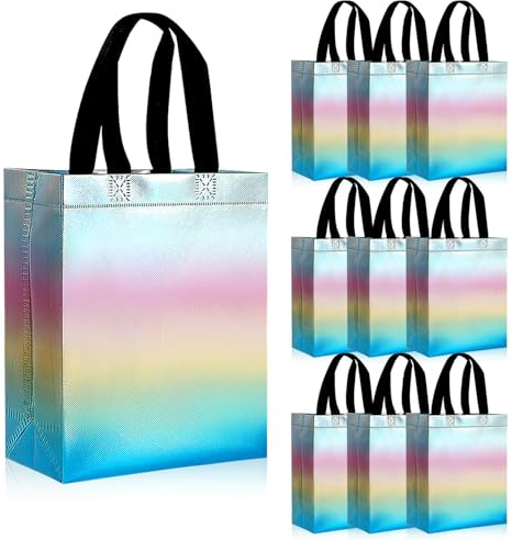 PHOGARY 10pcs Sacchetti Regalo, Borsa Regalo Medie di Riutilizzabile in Tessuto Non Tessuto, Sacchetti con Manico per Borse Regalo per Confezioni di Regali, Feste, Spesa, Compleanni, Matrimoni