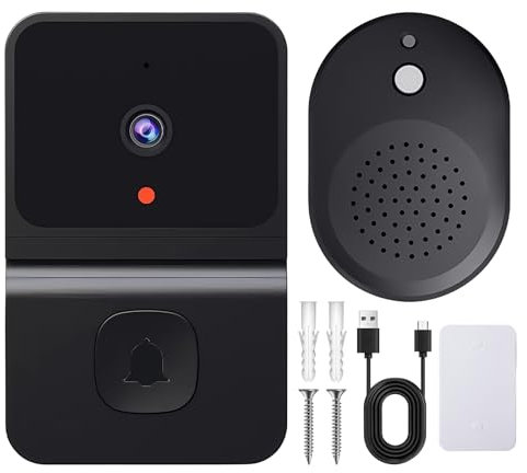 Sporgo Campanello video: 1080P WLAN con fotocamera senza fili, 2,4 G WiFi Video Doorbell Telecamera di sicurezza con visione notturna ad infrarossi HD/audio a 2 vie/supporto memoria SD&Cloud