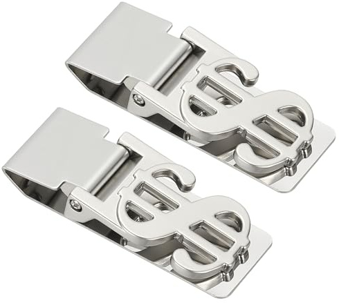 PATIKIL 2 Piezas De Clip para Dinero De Acero Inoxidable, Clip De Billetera Delgado De Metal para Hombres Portadineros Plateados Billetera para Tarjetas De Crédito Y De Negocios
