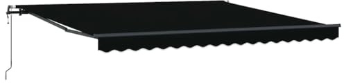 vidaXL Automatisk Utrullningsbar Markis Svart 400 x 350 cm, Vattentålig och UV-skyddad för utomhusbruk. Perfekt för hemmet, trädgården, balkongen eller som skydd mot solen.