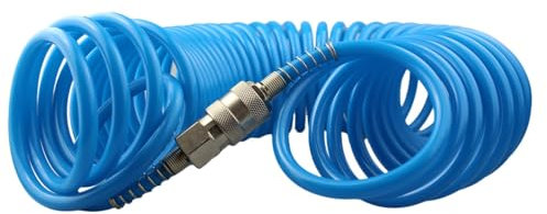 Tuyau spiralé à air comprimé de 10 m avec protection anti-torsion et raccord rapide 6 x 8 mm