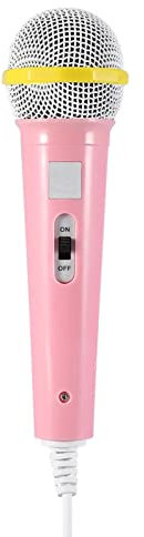 ANGGREK Kids Karaoke Microphone Wired Dynamic Microphone 3.5mm Jack Children with Excellent Sound Quality for Singing Parties Gifts (Pink)