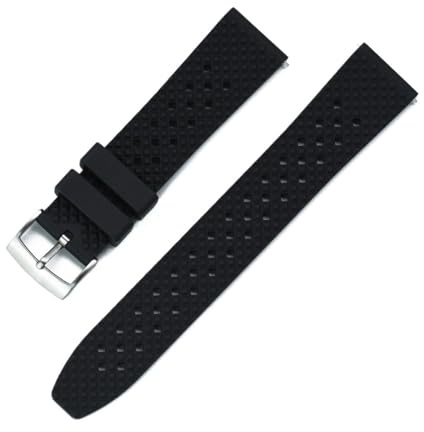 Fluorgummiremmens snabbkoppling är kompatibel med flikbredder på 20 mm till 22, vilket möjliggör byte av armband for smartklockor och fitnessarmband från flera märken(Black,20mm)