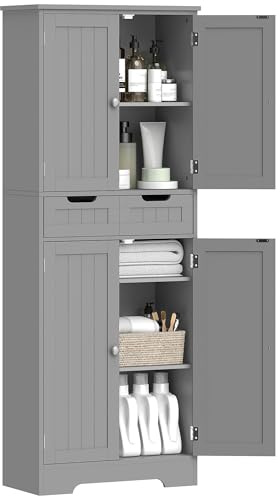 HOMCOM Armario de Almacenamiento para baño 60x30x160 cm Gris