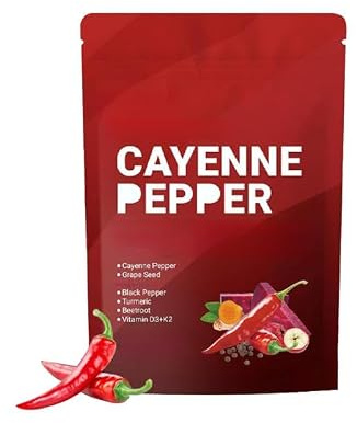 Chilipepparkomplex, stöder matsmältning, hjärta, energi och cirkulationshälsa, vegan, icke-GMO