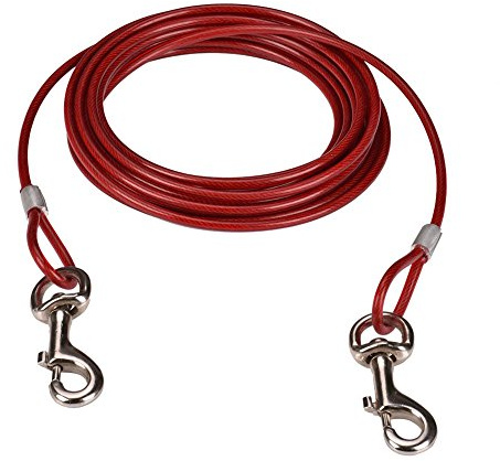 CtopoGo Cable de Amarre para Perros de 10 pies/16 pies/33 pies,Cable de Amarre para Mascotas, Cable para Atar al Perro en Exteriores, Se admiten Mascotas para Tallas pequeñas/Medianas (5m, Rojo)