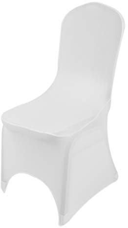Chair Covers Spandex Universal Slipcovers Dining Chair Cover Wedding Banquet Party Arched Front (White, 1)