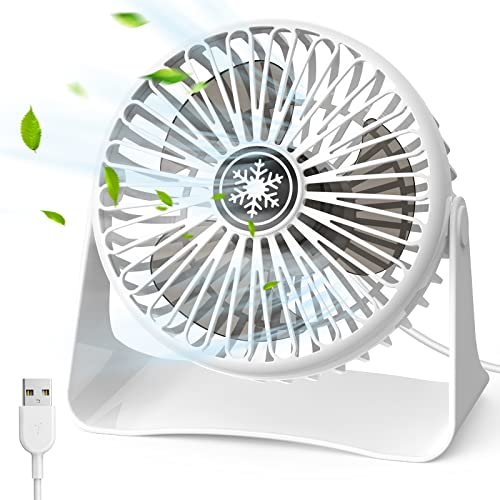 OUILA Ventilatore USB, Mini USB Ventilatore Silenzioso, Regolabile 3 Velocità Ventilatore da Tavolo con Copriventola Rimovibile, Rotazione 360°, Mini Fan Scrivania Ventola per Casa, Ufficio, Scrivanie