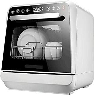 ksamwjf Lavavajillas Completamente automático Lavavajillas Compacto de sobremesa con 3 Cubiertos, 7 programas, Control táctil, Pantalla LED, Inicio diferido y función de Lavado Fuera de Horas Punta