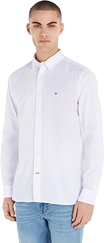 Tommy Hilfiger Hombre Camisa Core Flex Manga Larga, Blanco (White), 3XL