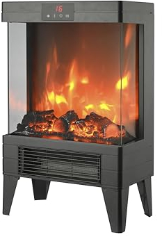 Zephir, Caminetto elettrico,2 livelli di potenza 1000/2000W, Protezione anti surriscaldamento, Termostato regolabile, Effetto fiamma accesa indipendente, Timer 12h, Telecomando