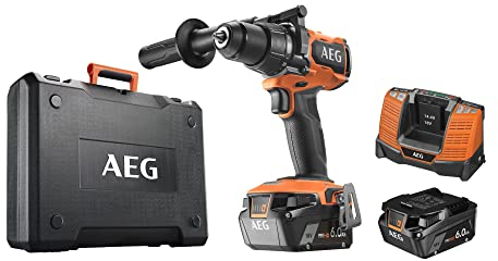 AEG BSB18BL2-602K, Trapano a Percussione 18V Bushless Alta Coppia, 2 batterie da 6.0Ah, Fornisce 141Nm di Coppia, Funzione Antikick-Back, Mandrino da 13mm, Velocità Fino a 2000 giri/min