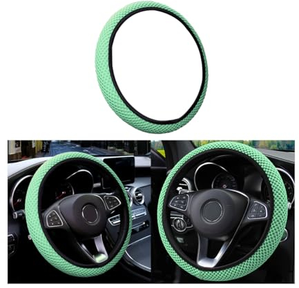 Funda Volante Coche CGEAMDY, Microfibra Seda Transpirable, Universal 37-38cm, Cálido Invierno Fresco Verano, Antideslizante, Duradera, Verde