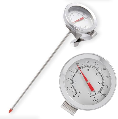 ZPSHYD Deep Thermometer,12 Fry BBQ Thermometer with Fixed Clip,Stainless Steel Cooking Thermometer for Turkey,BBQ,Grill,Milk,Coffee