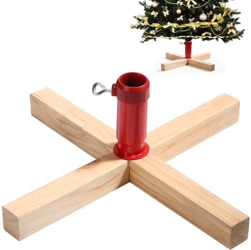 Soaoo Weihnachtsbaumständer aus Holz, 39,7 cm, Ersatz-Weihnachtsbaumständer, Standfuß, stabil, gefälschter Weihnachtsbaumsockel mit Rändelschraube, verstellbar, passend für 0,5 bis 1,26 Zoll