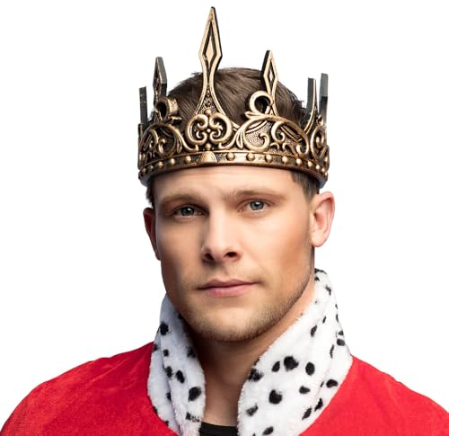 Boland 36108 – krona medeltida kung, justerbar storlek, tillbehör för karnevaldräkter, karneval och temafest, guld