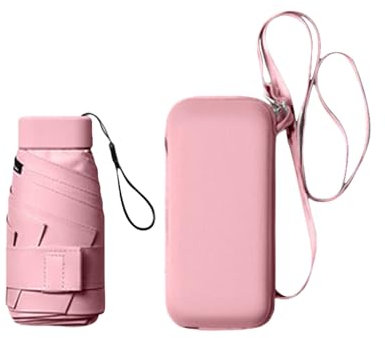 QUINTRA Mini-Reise-Sonnenschirm für Geldbörse mit Etui, Kleiner kompakter Regenschirm, leicht, tragbar, Winddicht, für Damen, Herren, Outdoor-Zubehör für unterwegs (B, one Size)