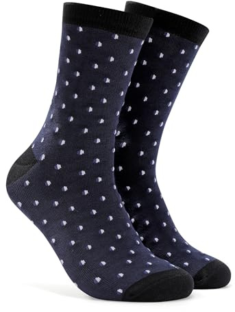 Forony Mens Dress Socks Size 9-11 9-12 10-13 Navy Blue Polka Dots Socks Cotton Socks for Men Business Prom Suit Groomsman