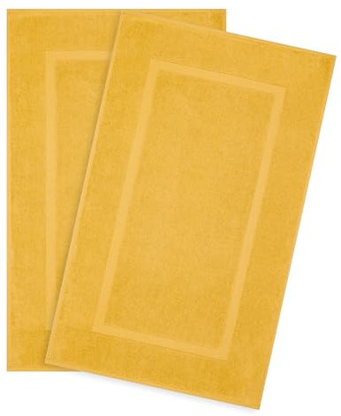 Hammetex Badetuch-Matte 2er Set, 100% Baumwolle Handtuchmatte 900 GSM, Oeko-TEX Zertifiziert, saugfähig & waschbar für Badezimmer, 51x86 cm, Mustard (Gelb)