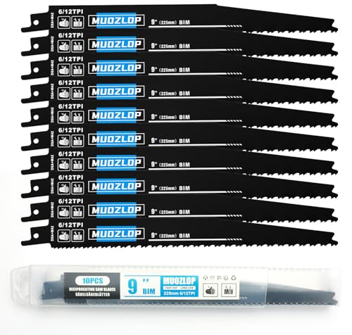 MUOZLOP 10-pack 225 mm sticksågsblad sats, 6/12 TPI sågblad för sticksåg, för trä sticksågblad (10, 6/12TPI 225 mm)