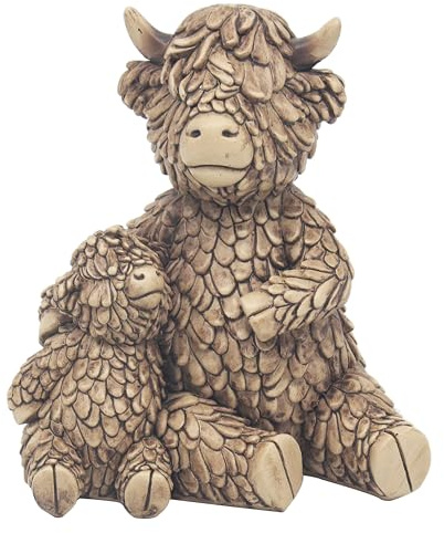 Lesser & Pavey Hughie Vache Highland avec bébé Figurines et Ornements pour Salon et Bureau | Accessoires de décoration pour intérieur et extérieur | Joli Cadeau pour Homme et Femme