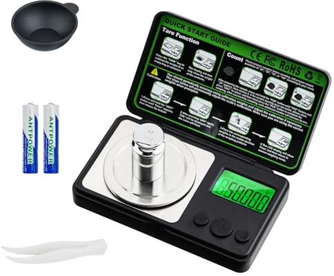 Tolesum 50g/0,001g Feinwaage,Hochpräzise Digitale Milligramm waage mit LCD-Display & Windschutz,7 Einheiten, Tara-Funktion,Digitalwaage mit Cal-Gewicht & Pinzette für Gold,Schmuck, Labor