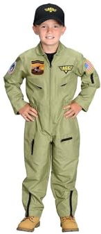 Aeromax Kids Fighter Pilot Costume - Pilot Suit with Embroidered Cap & Patches - Role Play Outfit 2-3