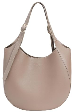 David Jones - Borsa grande da donna a spalla - Borsa Hobo similpelle PU - Borsa a mano elegante con manico lungo - Classica moda città viaggio lavoro alla moda pratica ufficio A4, beige
