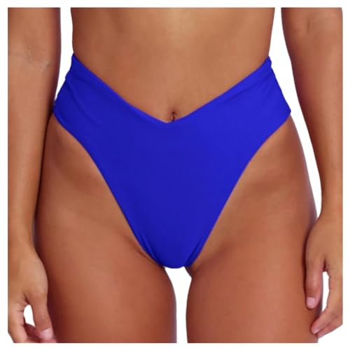 Braguita Bikini Mujer Culotte Cintura Alta Brasileño Deportivos Bragas Bikini Natacion Parte de Abajo de Bikinis para Mujer Sólido Piscina Parte Inferior Verano Playa (Azul Oscuro, M)