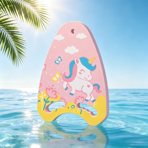 Tabla de natación para niños – Ayuda a nadar Kickboard con asas, EVA Foam Cartoon Swim Float, tabla de natación de secado rápido para principiantes, entrenamiento de natación para niños, 40 x 32 x 2