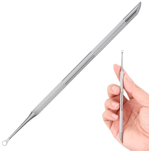1 Pcs Manicure Pusher, cuticle pusher, cuticle remover tool | Dual-End Metal Orange Stick (Slanted + Loop) for Cuticle Care, Gel Polish Cleanup & Sterilizable Nail Tool