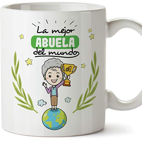 MUGFFINS Taza Abuela - La Mejor Abuela del Mundo - Taza Desayuno/Idea Regalo Original/Día de la Madre para Abuelitas. Cerámica 350 mL