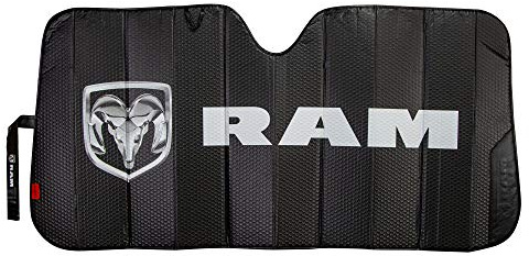 Plasticolor 003860R01 RAM Logo Black Matte Finish Front Windshield Accordion Sunshade