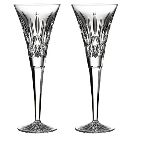 Waterford Lismore Toasting Crystal Flutes, 2 Count (Pack of 1), Clear