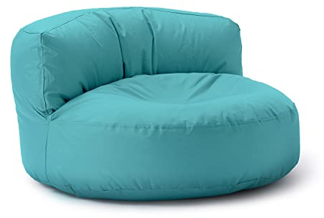 Lumaland Sitzsack Lounge | Sofa-Sitzsack 90 x 50 cm mit Rückenlehne | Indoor & Outdoor Beanbag | Wasserabweisend & Robust | Mit anpassungsfähiger EPS-Füllung | Waschbarer Bezug [Aquamarin]