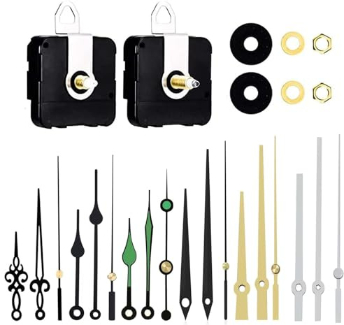 Amdonalo Quartz Clock Movement,2Pack Long Shaft Silent Clock Mechanism with 6 Different Pairs of Hands, Wall Clock Mechanism Parts Motor Replacement DIY Repair Parts