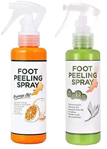 Ny fotskalande sprayolja, fotskalningsspray som tar bort död hud, tar bort död hud på några sekunder, pedikyr död hud exfoliator för spruckna grova klackar, torr tåhud och förhårdnader (grön + orange)
