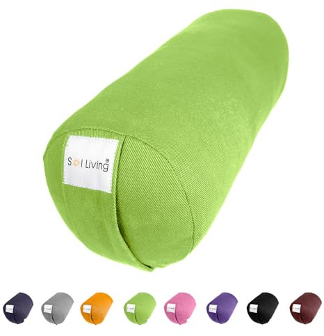 Sol Living Yoga Bolster Pillow for Restorative Yoga Meditation Bolster 100% Cotton Cylindrical Meditation Cushion Firm Cushion Bolster Washable Cover for Balance Support Asana Poses