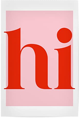 artboxONE Poster 30x20 cm Typografie Hi - Rosarot hochwertiger Design Kunstdruck - Bild Typografie Flur gruß